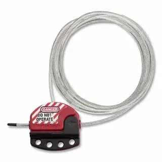 Master Lock Adjustable Cable Lockout, 1.09 W, 15 Ft L, Crimson, Single piece per pack, S806CBL15