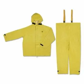 MCR Shielded Securety Hydroblast Suit Jacket Attached Hood & Bib Pants, 0.28 mm, PVC/Nylon/PVC, Yellow, Large, 3902L M...