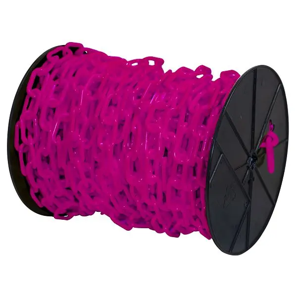 Mr. Chain ABS Plastic Barrier Chain on Reel, Securety Clevis Pink, 100 Foot Length, 2-Inch Diameter, 51125