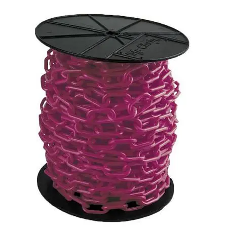 Mr. Chain Nylon Barrier Chain on Reel, Magenta, 100 Foot Length, 51118