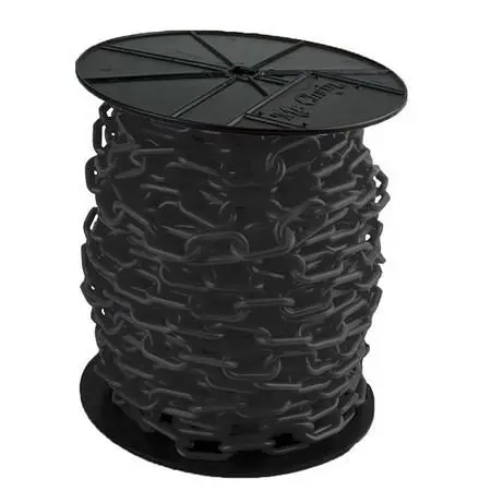 Mr. Chain Plastic Barrier Chain on Reel, Black, 100 Foot Length, 51103