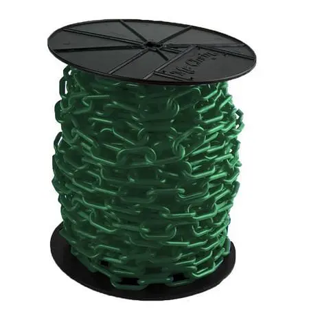 Mr. Chain Plastic Barrier Chain on Reel, Evergreen, 100 Foot Length, 51154