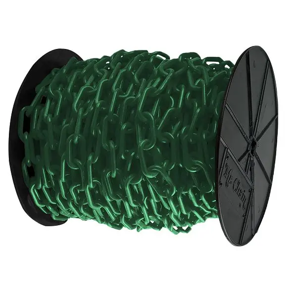 Mr. Chain Plastic Barrier Chain on Reel, Evergreen, 60 Foot Length, 80154