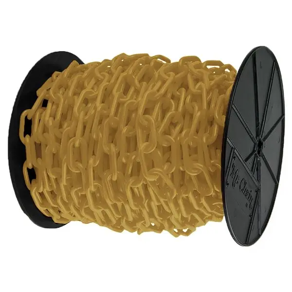 Mr. Chain Plastic Barrier Chain on Reel, Gold, 60 Foot Length, 80109