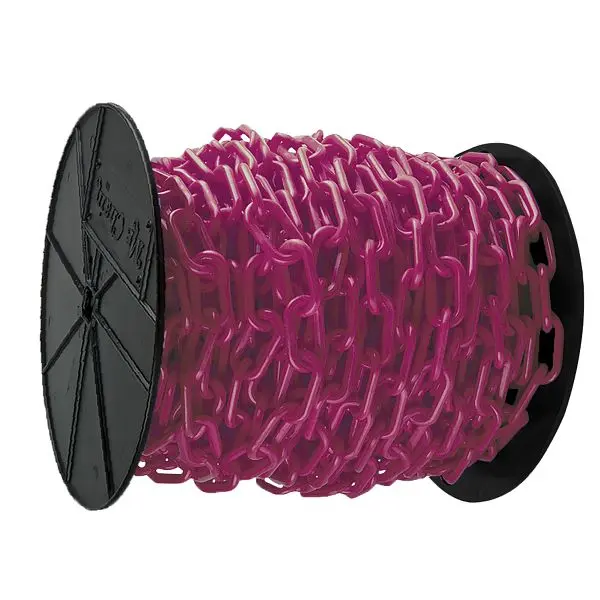 Mr. Chain Plastic Barrier Chain on Reel, Magenta, 60 Foot Length, 80118