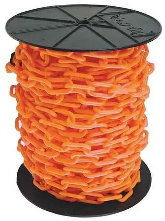 Mr. Chain Polymer Barrier Chain on Reel, Securety Tangerine, 125 Foot Length, 50112