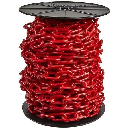 Mr. Chain Polypropylene Barrier Chain on Reel, Red, 60 Foot Length, 80105