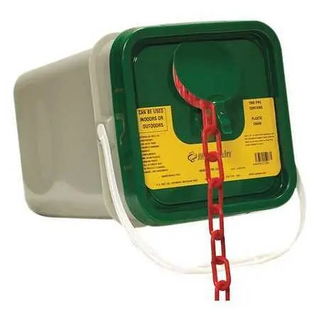 Mr. Quick Chain Plastic Barrier Chain Pail, Red 120 Foot Length, 51005-P Mr. Chain