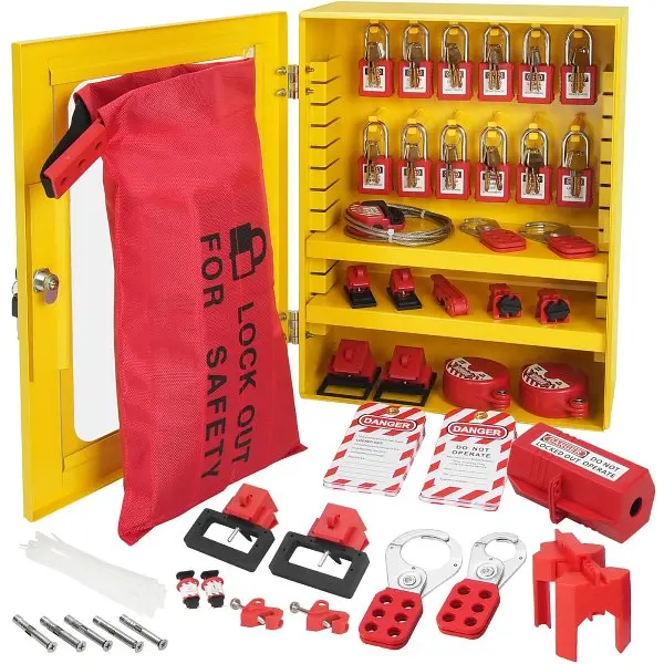 VEVOR Electrical Lockout Tagout Kit, 59 PCS Securety Lockout Tagout Station Padlocks, Hasps, Tags, Ties, Expansion Plug Lo...