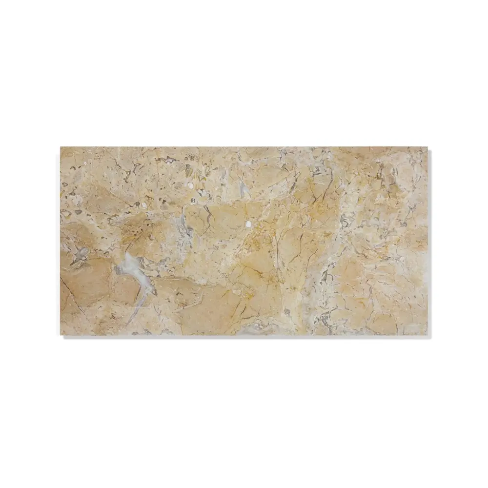 Marble Tile Floor And Wall Honed 12 X 24" Stone (Set 4) - Khaki / Gold