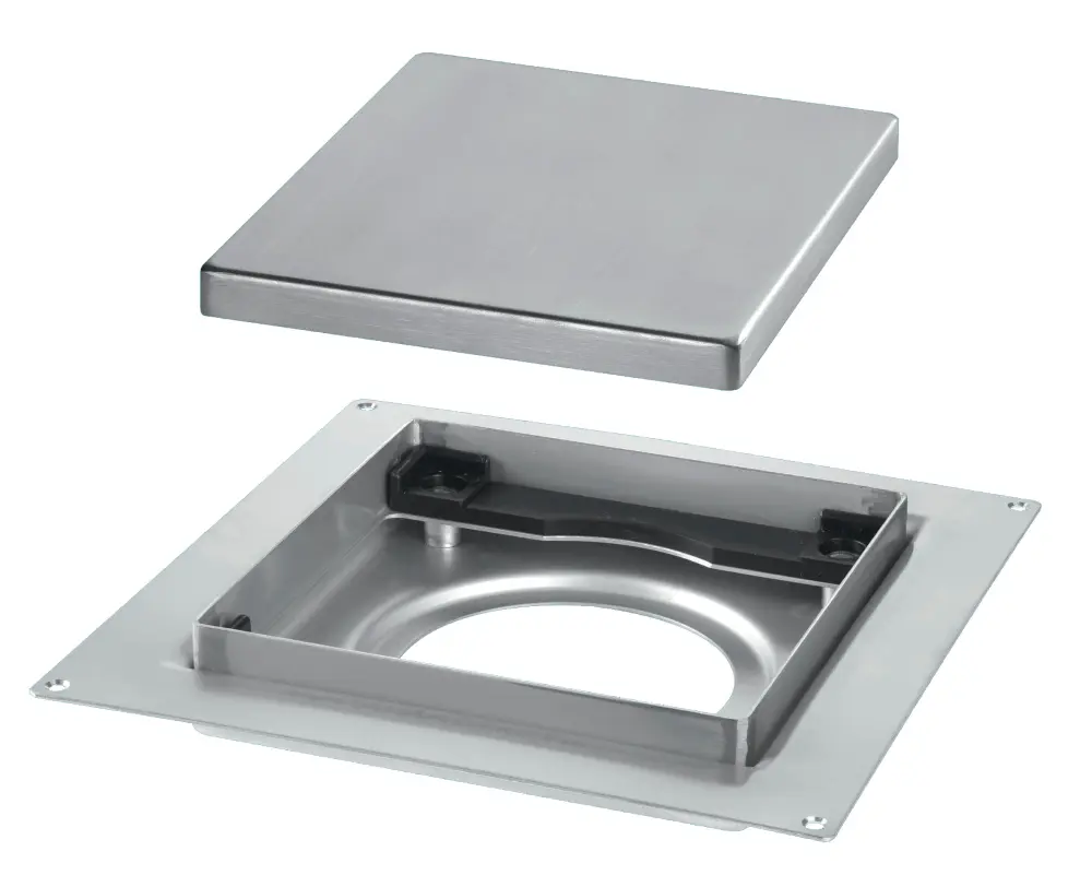 McAlpine TILE-PLAIN-B 150mm Square Stainless Alloy Tile Drain use 50mm Water Seal trap body