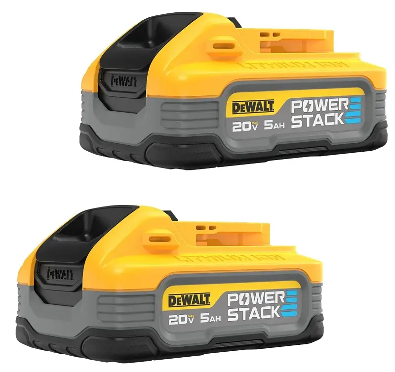 DEWALT POWERSTACK DCBP520-2 Battery, 20 V Battery, 5 Ah, 90 min Charging, 2/PK