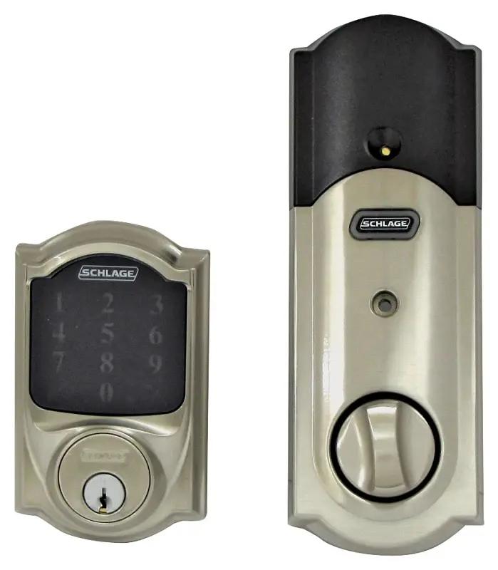 Deadbolt Lock Schlage Connect Series BE469ZP V CAM 619 Electronic Deadbolt, Satin Nickel, Residential, 1 Grade, Steel, Key...