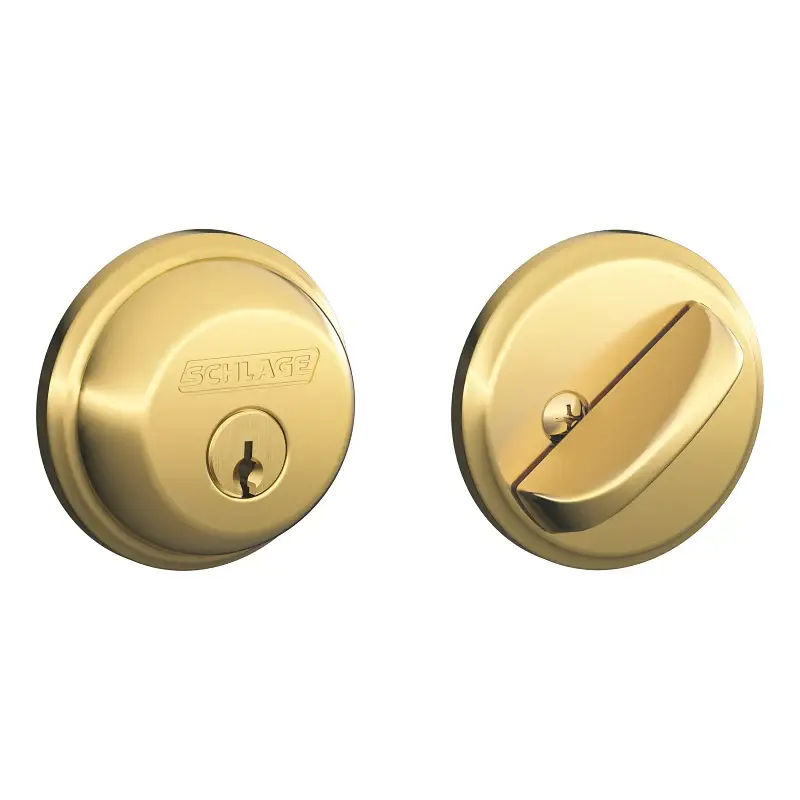 Schlage B60NV505KA4 Deadbolt, 1 Grade, SC1 Key, Metal, Shiny Brass, 2-3/8, 2-3/4 Backset