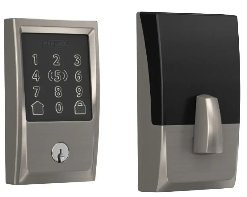 Schlage Encode Plus BE499WBV CEN 619 Connected Wi-Fi Deadbolt Century Trim, 1 Grade, Satin Nickel, C Keyway
