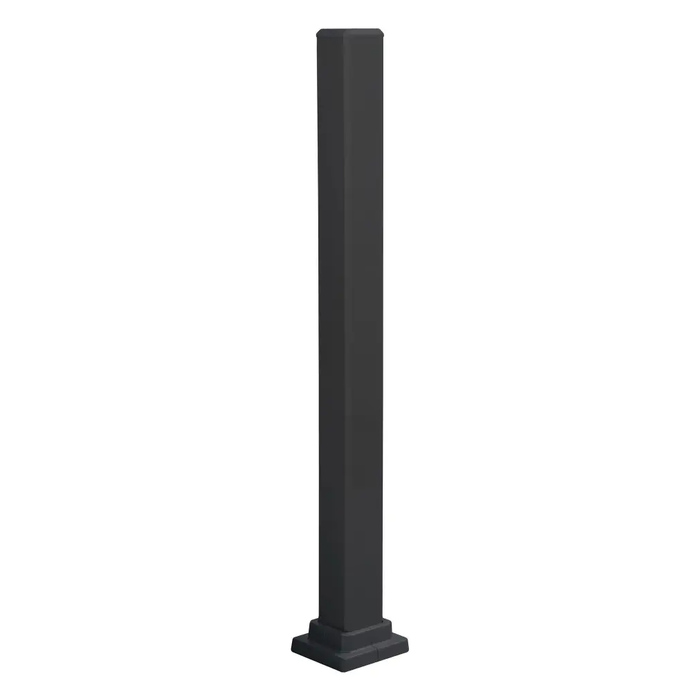 Black Aluminum Mounting Post 42'' High Railing, 43-1/2'' x 3''