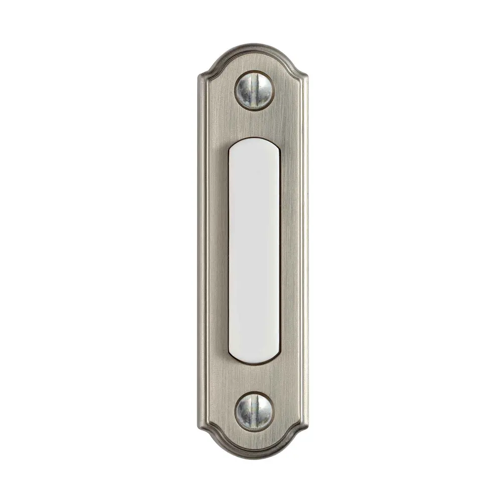 Wired Doorbell Wide LED Illuminated Push Button, Nickel