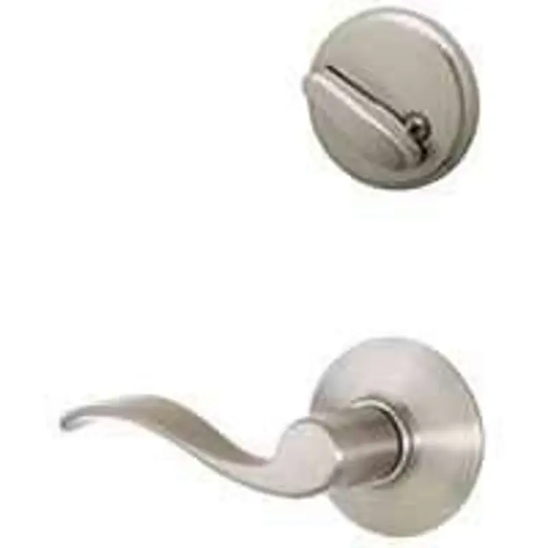 Schlage F59ACC619LH Handleset Interior Trim, Satin Nickel, Wave, 1 Grade, Thumbturn Lock, Keyed Different Key, Metallic