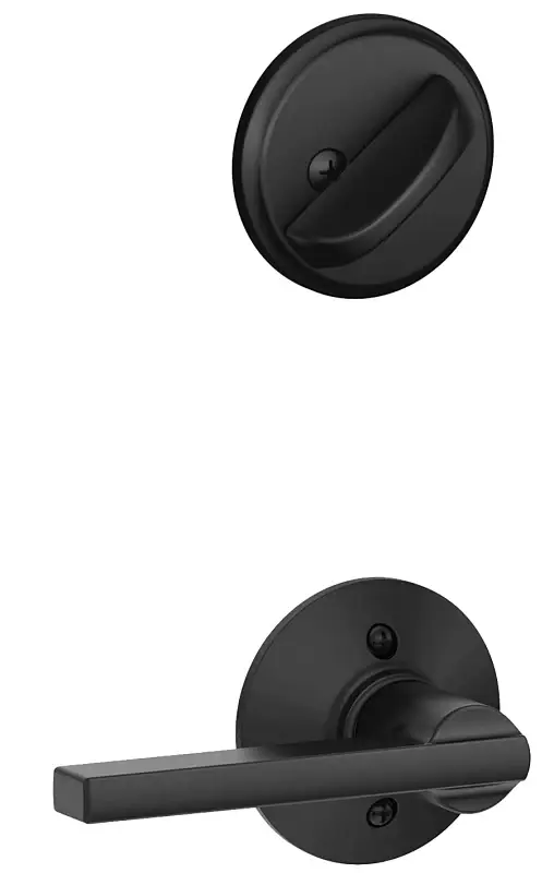 Schlage F Series F59 LAT 622 Lever Trim Set, 1 Grade, Mechanical Lock, Different Key, Alloy, Matte Black, Lever Handle