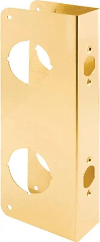 Prime-Line U 9537 Lock and Door Reinforcer, 2-3/8 Backset, 1-3/4 Thick Door, Warm alloy, Brass, 10-7/8 H, 3-7/8 W