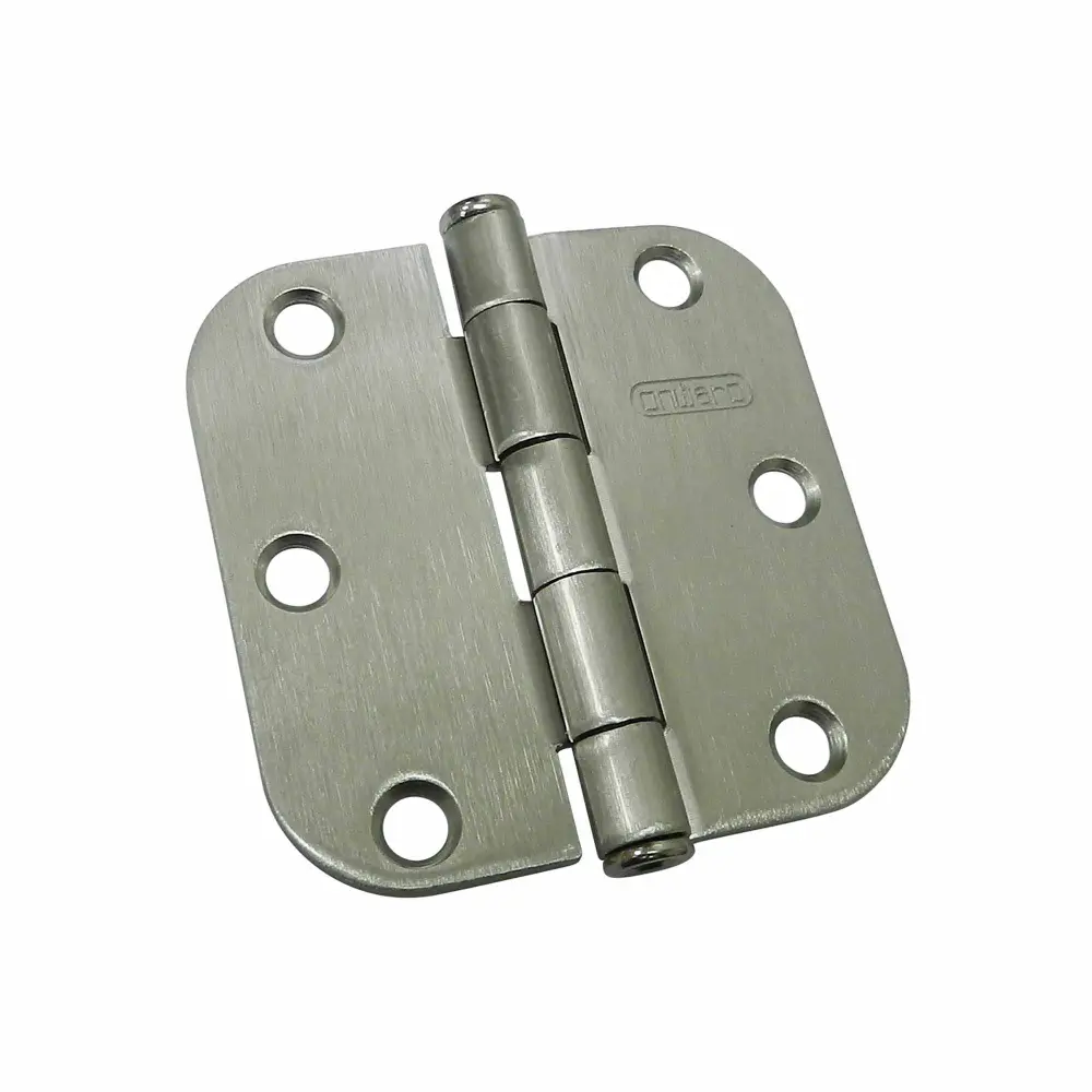 Brushed Nickel Complete Mortise Butt Hinge 3'' 5/8" Radius, 2-Pack