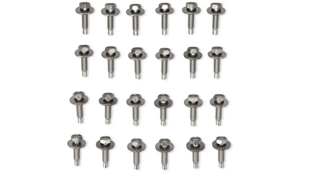 Door Hinge Bolt Kit 4 Hinges, Stainless Metal, 1966-77 Ford Bronco