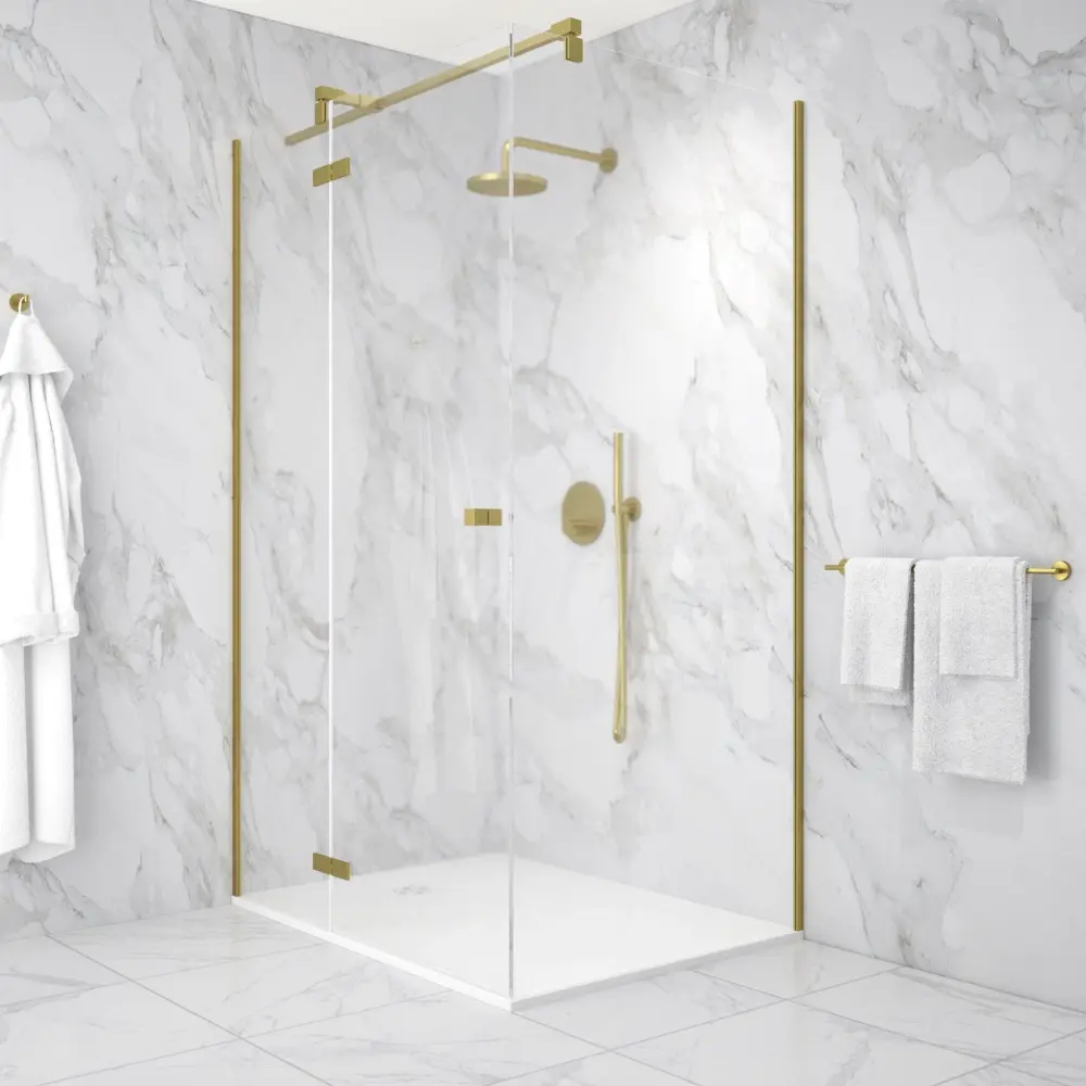 Hinged 1200mm Shower Door & 900mm Side Panel - Brushed Warm alloy