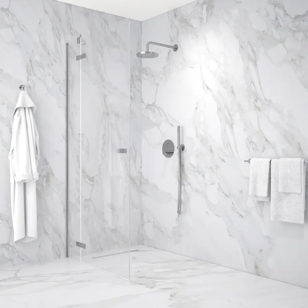Keyless Entry Hinged Shower Door - Shiny metal 1000mm