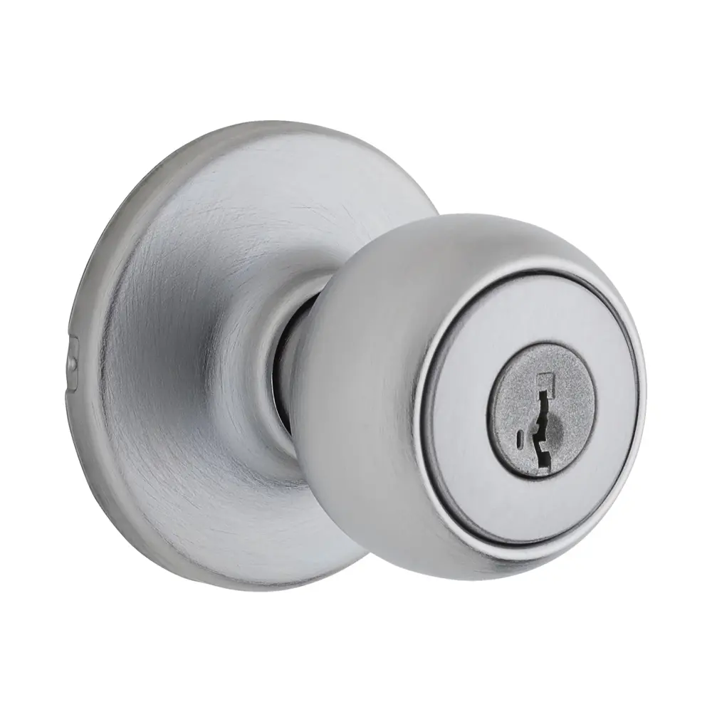 Fairfax Keyed Entry Knob, Satin Shiny metal (Keyed Alike)