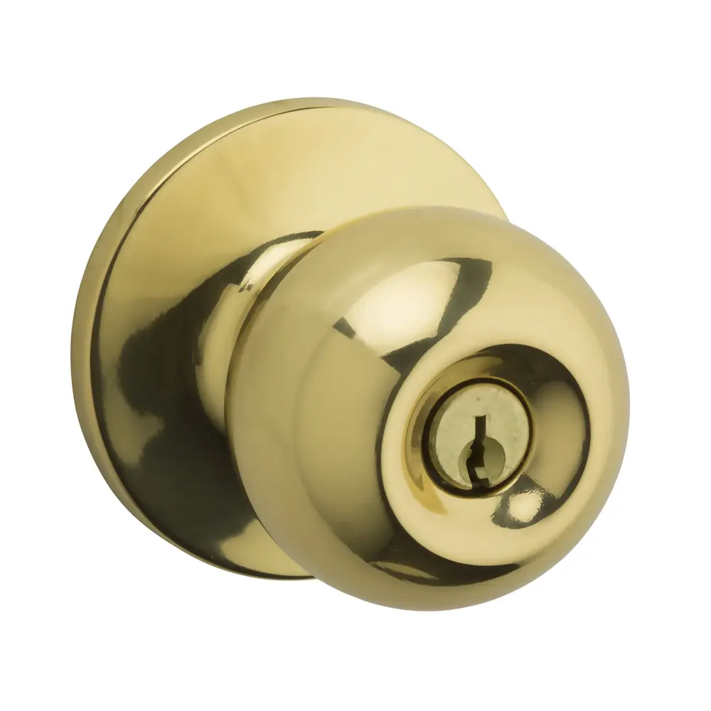 Premium Security Rated Regina Keyed Entry Knob, Warm alloy
