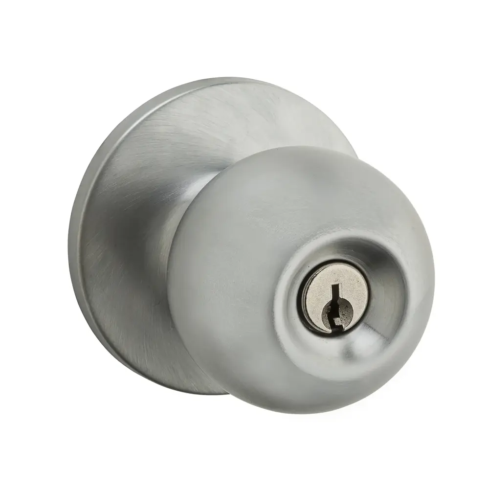 Regina Keyed Entry Knob, Satin Shiny metal