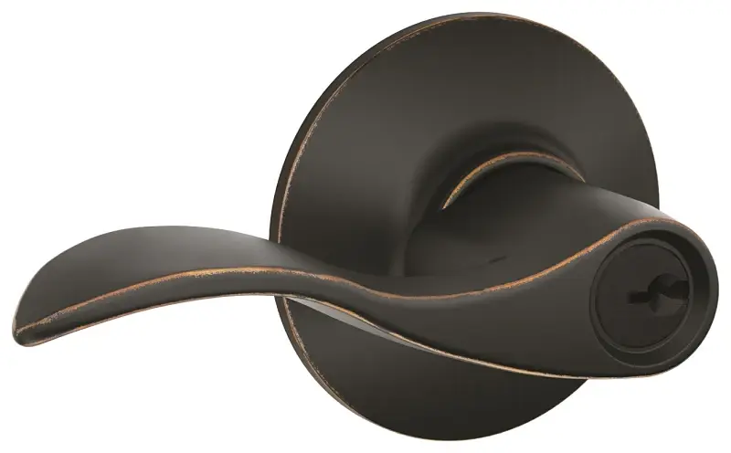 Schlage Accent Series F51A V ACC 716 Entry Lever, Mechanical Lock, Aged Bronze, Alloy, Residential, 1/2 L Throw