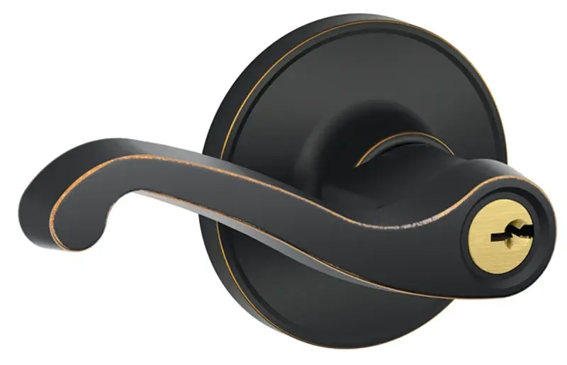 Schlage J Series J54 LAS 716 Entry Lever, Mechanical Lock, Aged Warm finish, Metal, 1-Cylinder, Residential