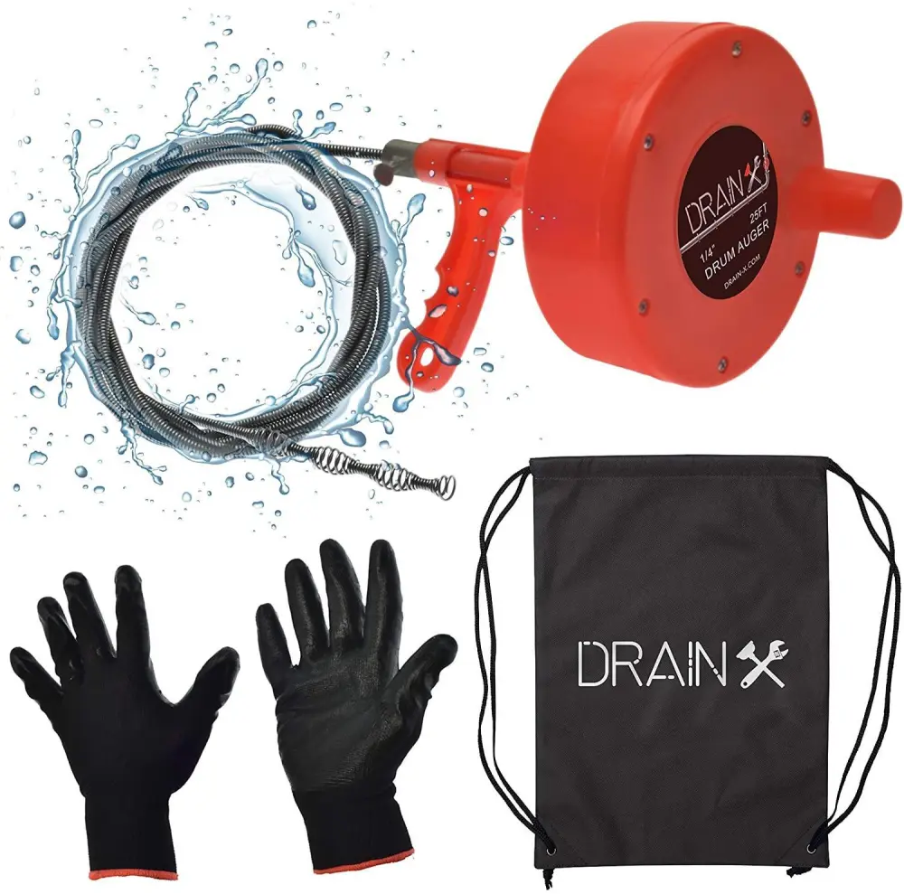25-Ft Drain Plumbing Snake Auger Drain Clog Removal Tool Storage Bag