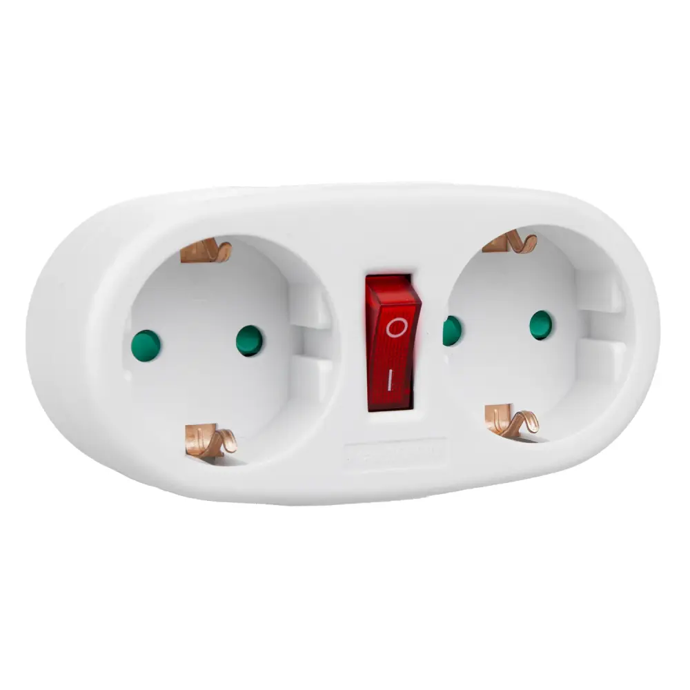 Maclean Current Outlet, Socket Splitter 2 Sockets and Circuit Breaker, Type F, 2x16A, MCE338 F