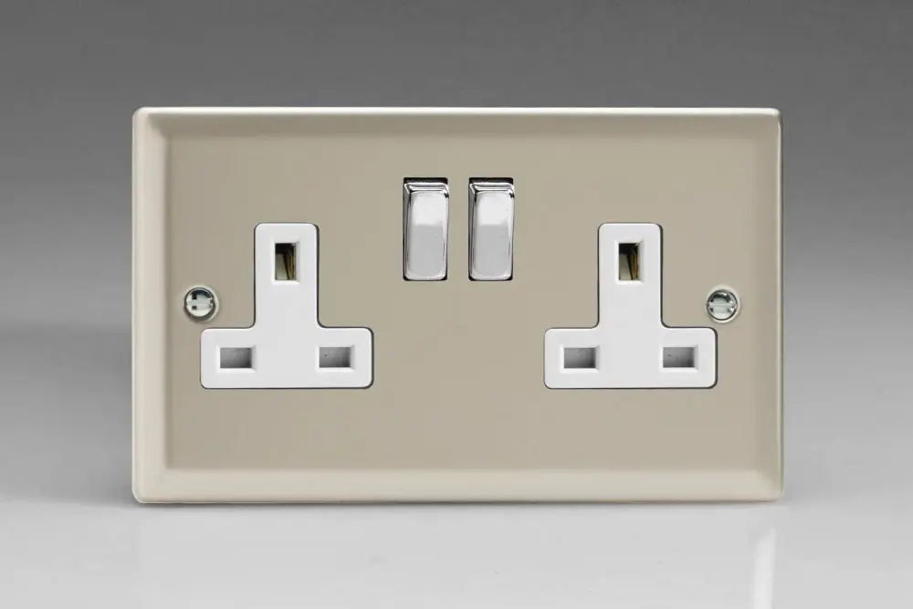 Varilight XN5DW 13A Switched Socket 2-Gang Ivory Satin