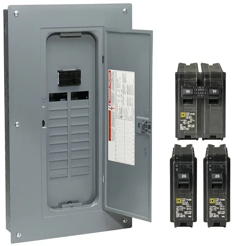 Square D HOM2040M100PCVP Load Center, 40 -Pole, 100 , 20 -Space, Plug-On Neutral, NEMA 1 Enclosure, Plug Mounting