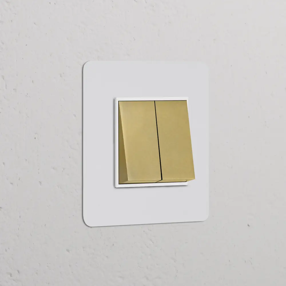 Kew Single 2x Rocker Switch - Paintable Antique Warm alloy | White