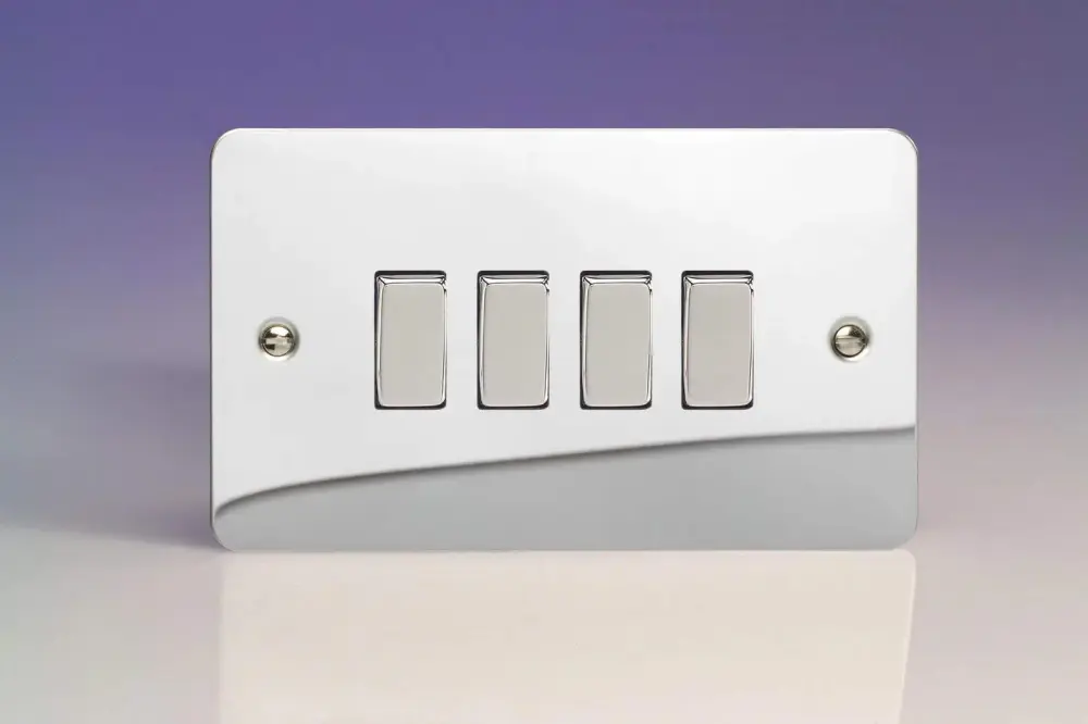 Timer Varilight 4G 1 or 2W 10A Switch Ultra Flat Mirror Chromium XFC9D