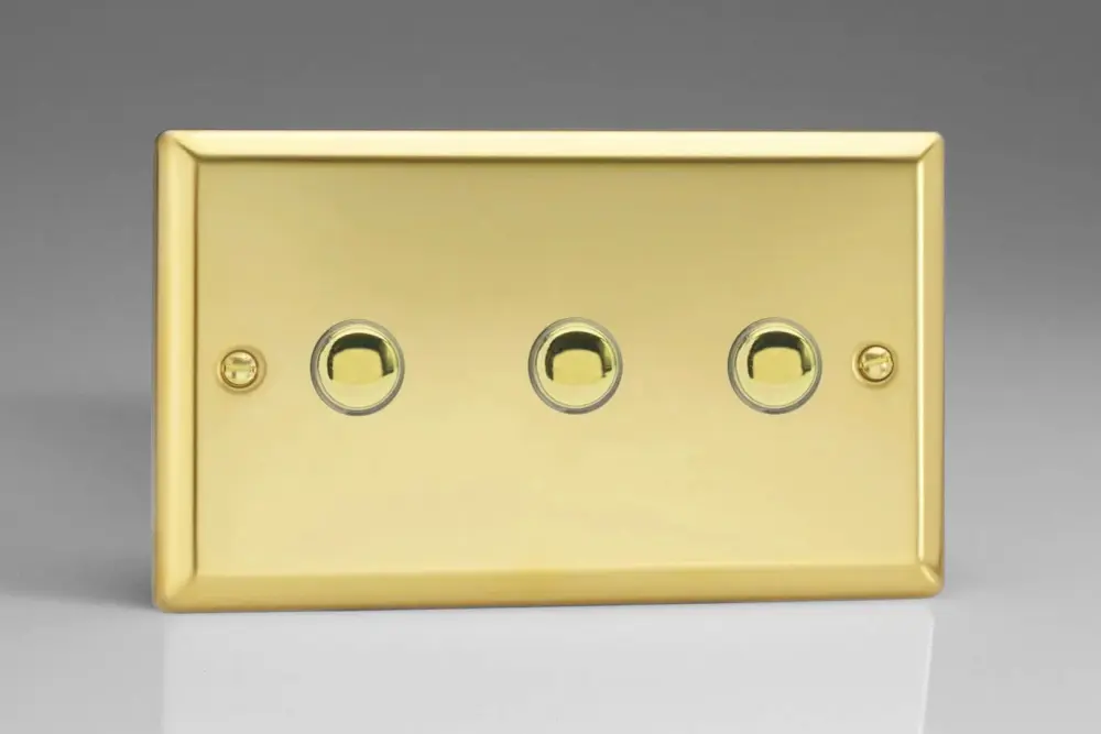 Toggle Varilight 3-Gang 6A 1-Way Push-to-Make Momentary Switch (Twin Plate) Victorian Warm alloy XVM3