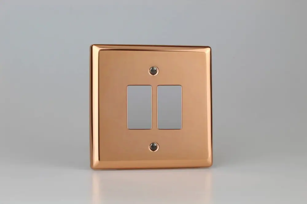 Varilight 2-Gang PowerGrid Plate Including Yoke (Single Plate) Smooth Copper
