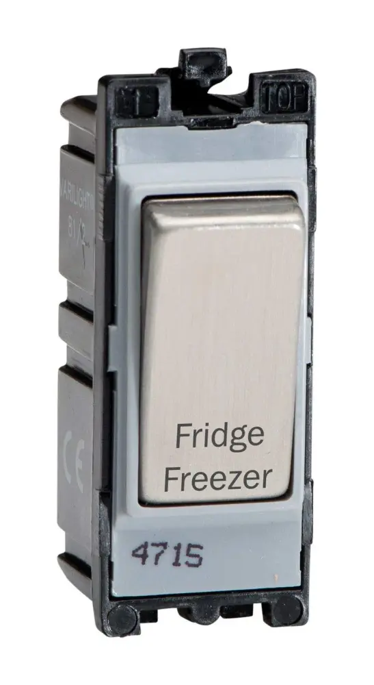 Varilight Engraved 20A 1-Way Double Pole Switch 'Fridge Freezer' PowerGrid Chromed G201DS.FF - 600W Incandescent