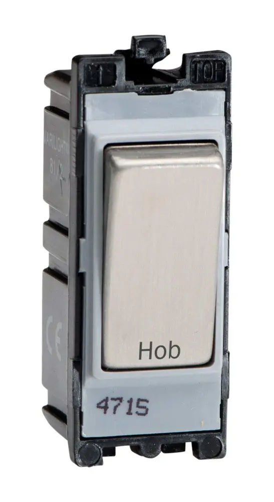 Varilight Engraved 20A 1-Way Dual Pole Switch 'Hob' PowerGrid Steel G201DS.HB | Dimmable LED Compatible