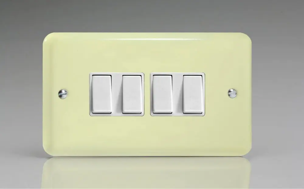 Varilight 4 Gang (Quad), 1or 2 Way 10 Amp Switch, Classic Lily Ivory Chocolate XY9W.WC Remote Control