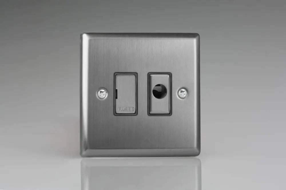 Varilight XT6UFOD Timeless Brushed Steel 1-Gang 13A Unswitched Fused Spur + Flex Outlet