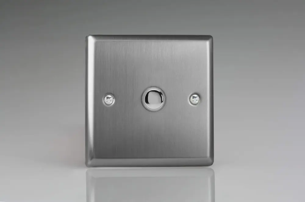 Varilight XTM1 Classic Satin-brushed Steel 1-Gang 6A 1-Way Push-to-Make Momentary Switch Smart Homes