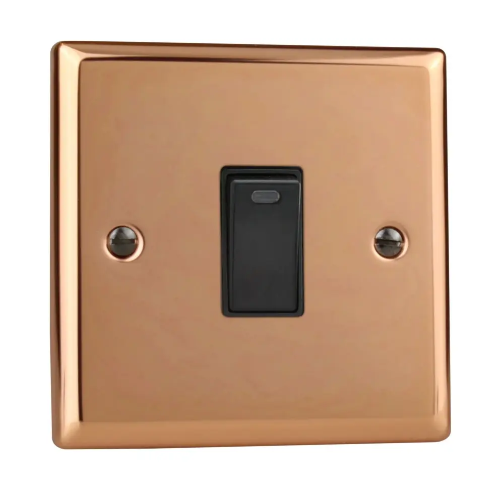 Varilight XY20NB.CU Dual Pole Switch Neon 20 Amp Polished Copper (Black Inserts) Remote Control