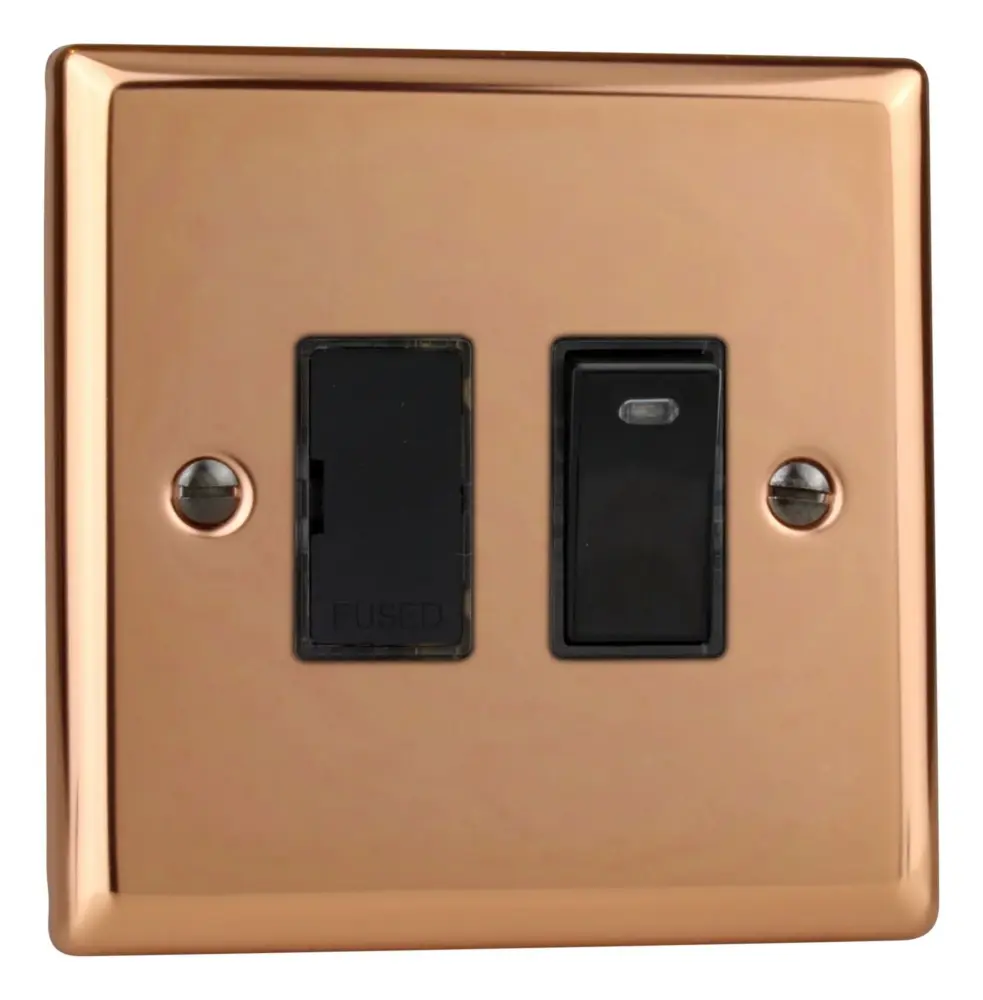 Varilight XY6NB.CU Switched Spur Connection Unit Neon 13 Amp Polished Copper onyx Inserts)