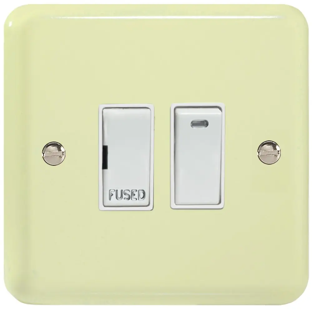 Varilight 1-Gang one-only, 13 Amp Switched Fused Spur Neon, Classic Lily White Chocolate XY6NW.WC