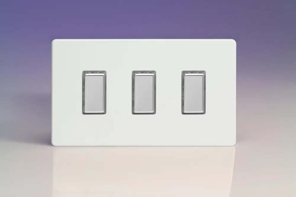 Varilight JDQES003S Dimmer Switch 3 Gang High-end White